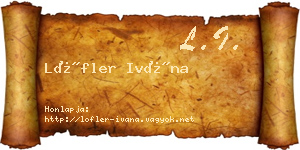 Löfler Ivána névjegykártya